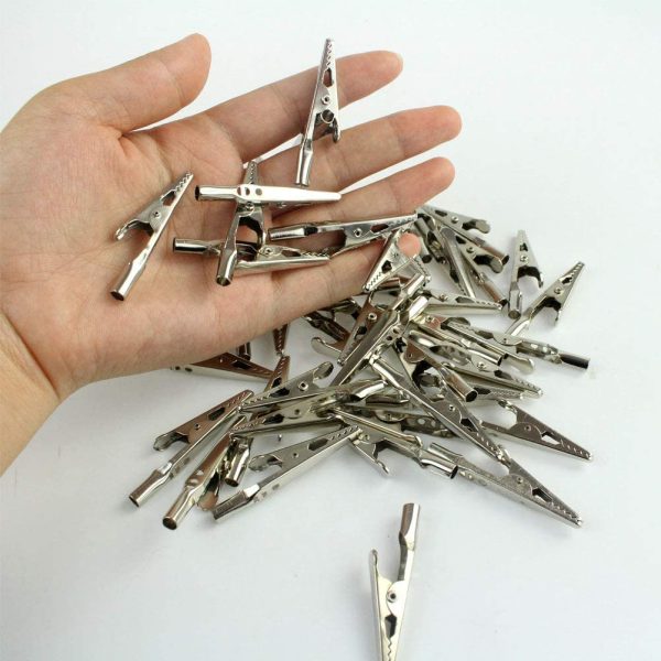 100 Pcs Electric Non Insulated Testing Crocodile Alligator Clips Clamps Silver 50 x 10 x 5mm Alligator Clips for Testing Leads - Image 5