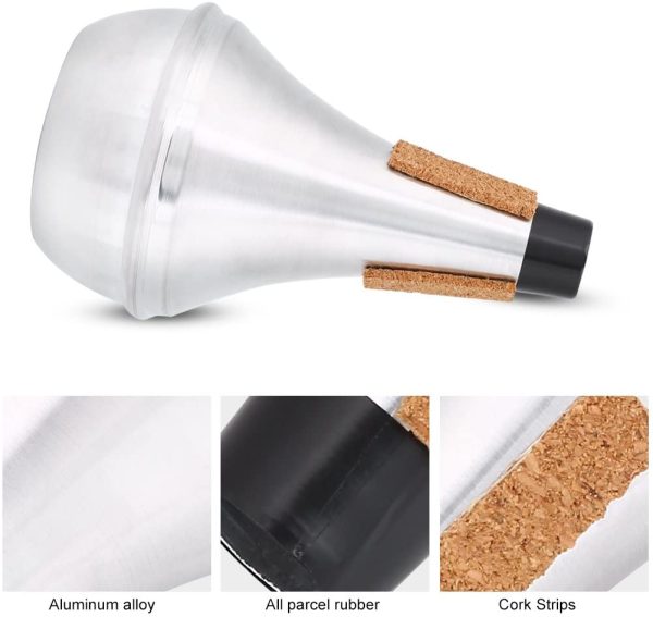 Trumpet Mute, Cork Strips Aluminum Alloy Practice Trumpet Cornet Mute Silencer - Image 2