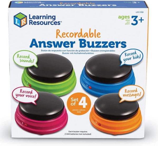 Learning Resources Recordable Answer Buzzers, Personalized Sound Buzzers, Talking Button, Set of 4, Ages 3+ - Image 4