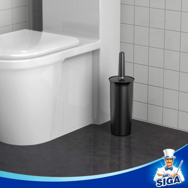 MR.SIGA Toilet Bowl Brush and Holder for Bathroom, Black, 1 Pack