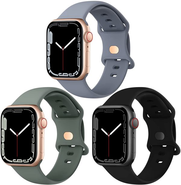 Compatible with Apple Watch Band 38mm 40mm 41mm 42mm 44mm 45mm for Women Men, Soft Silicone Replacement Bands Straps for iWatch Apple Watch Series 7/6/5/4/3/2/1/SE - Image 5