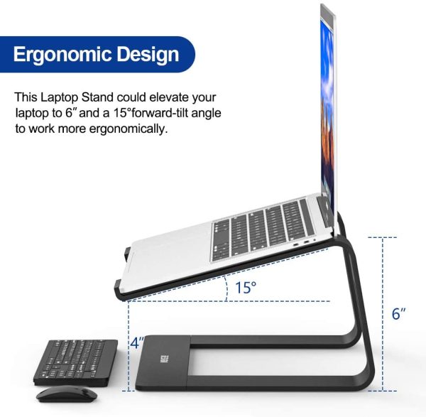 LS03 Aluminum Laptop Stand, Ergonomic Detachable Computer Stand, Riser Holder Notebook Stand Compatible with Air, Pro, Dell, HP, Lenovo More 10-15.6" Laptops (Black) - Image 2