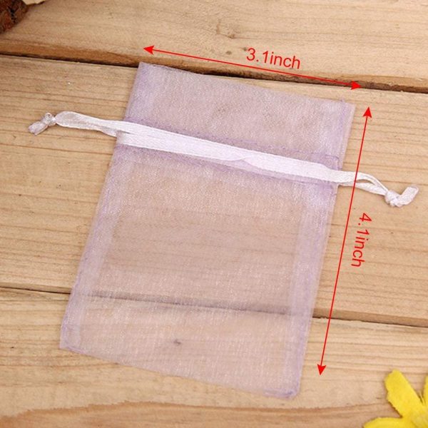 100Pcs Organza Bags 3x4 inches Sheer Organza Bags Jewelry Drawstring Mesh Pouches Wedding Party Christmas Favor Gift Candy Bags, White - Image 2