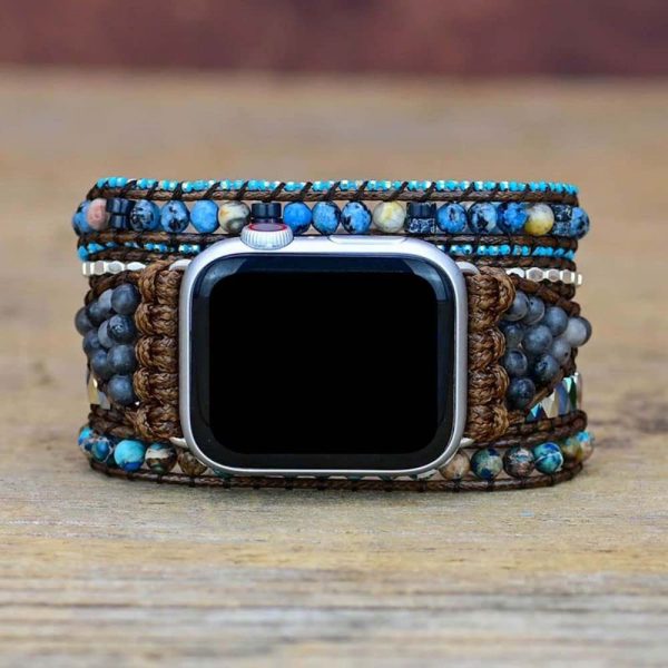 Teepollo Handmade Customized Watch Band Compatible with Apple Watch 38mm/40mm/41mm/42mm/44mm/45mm Stone Wrap Boho Watch Strap Compatible with iWatch 1/2/3/4/5/6/24/SE Series for Women Men - Image 3