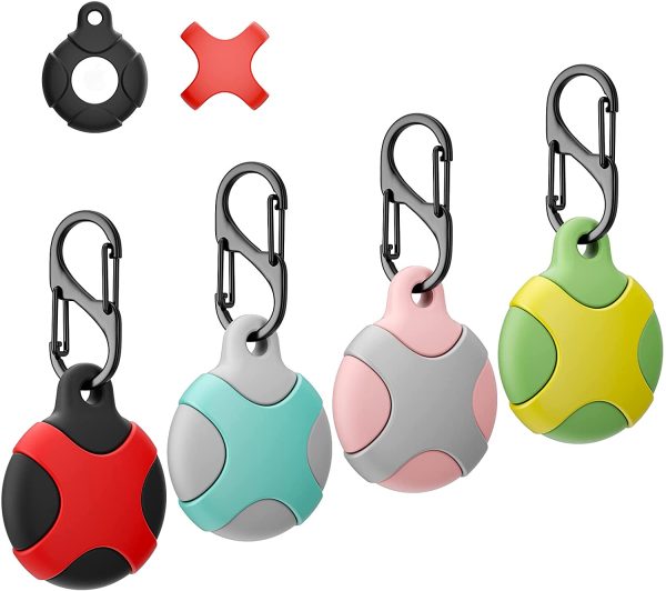 4 Pack Silicone Case for Apple AirTag with Keychain Ring, Meokkaebi Waterproof Anti-Scratch Protective Tracker Cover Compatible with AirTags 2021 for Pets, Keys, Luggage, Backpacks(Multiple Colours)