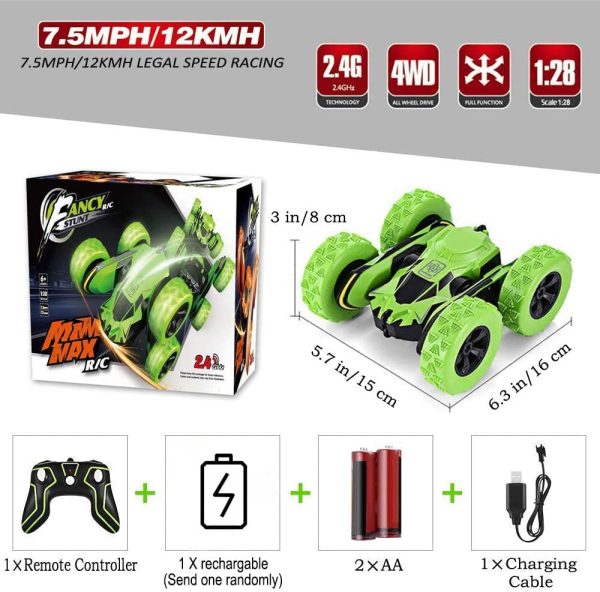 Toys for 6-12 Year Old Boys JoyJam RC Stunt Car for Kids and Adults 4WD Off Road Truck 2.4Ghz Remote Control Vehicle Double Sided 360 Degree Rotating Christmas Birthday Gifts Green