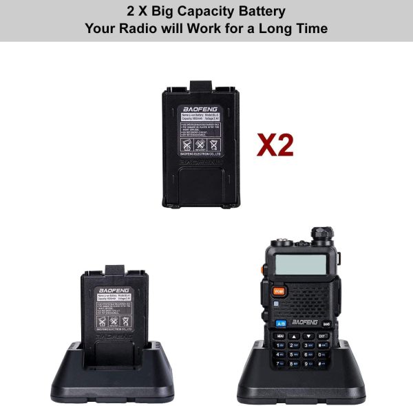 UV-5R Dual Band with one More 1800mAh Battery one Hand Mic one Cable and one Antenna Radio - Image 5