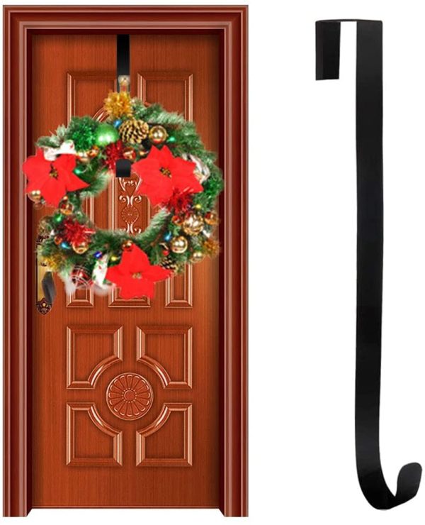 1 Pack Front Door Wreath Hanger Hook,15" Metal Over The Door Hook for Christmas and Party Decoration, Hanging Clothing,Wreaths ect(Black) - Image 7