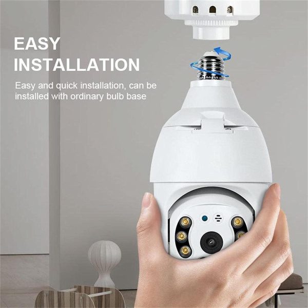 2Pcs Light Bulb Security Camera Wireless WiFi Outdoor,360° HD 1080P Panoramic Smart Home Dome Surveillance Camera,Night Vision Light Socket Camera,Human Motion Detection Alarm,APP Remote Viewing