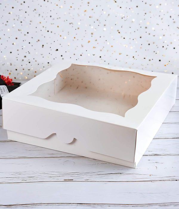 15-Pack 10"x10"x3"White Bakery Boxes with PVC Window for Pie and Cookies Boxes Medium Natural Craft Paper Box,Pack of 15