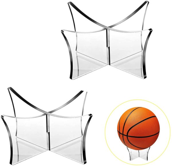 Ball Display Stand, kolatree - 2 PCS Multi-Function Acrylic Ball Stand, Acrylic Holder Mount Basketball Football Rugby Bracket Volleyball Soccer Ball Stand (Transparent) - Image 7