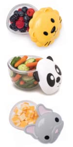 melii Lion, Panda, French Bulldog Snack Storage Container, 3 pack