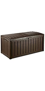 Keter Glenwood 101 Gal Deck Box Garden Bench outdoor Patio storage