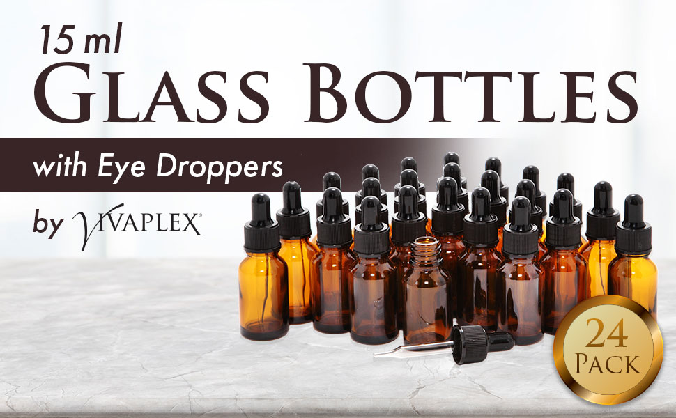 15ml Glass eye dropper bottles by Vivaplex