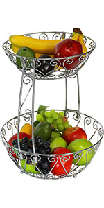 2-Tier Countertop Fruit Basket Bowl Storage