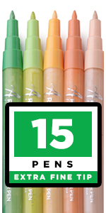 Paint pens for Rock Painting, Stone, Ceramic, Glass, Wood. Set of 15 Acrylic Paint Markers extra Fin