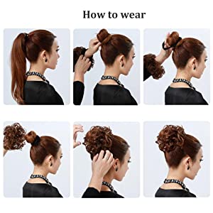 S-noilite Hair Bun Extensions Messy Wavy Curly Dish Donut Scrunchie Hairpiece Accessories