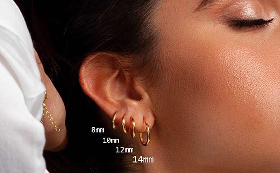 Silver Unisex Small Endless Hoop Sleeper Earrings Nose Lip Rings for Women Men Girls