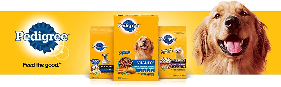 Pedigree Dry Dog Food, Feed the Good, Kibble, Crunchy, Hard, Large Bag, Small Bag, Bagged, Active