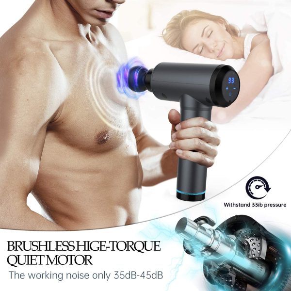 Muscle Massage Gun for Athletes, Percussion Massager Deep Tissue Massage Gun for Pain Relief, Handheld Portable Fascia Massager with 30 Adjustable Speed and 6 Massage Heads for Gym Office Home, Black - Image 6