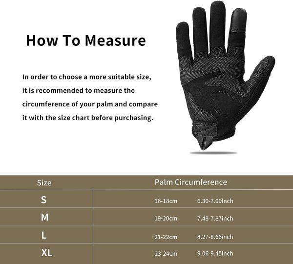 Tactical Gloves, Touchscreen Motorcycle Gloves with Hard Rubber Guard for Hunting Shooting Hiking Airsoft Camping Paintball Military Training Black Extra Large - Image 2