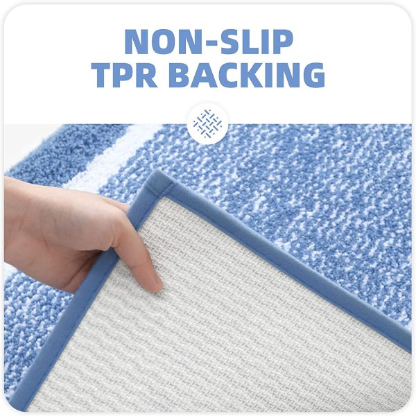 Color G Non Slip Bath Mat, Soft and Water Absorbent Rug, Machine Washable Plush Mat for Bathroom, Laundry Room and Living Room ??Blue??16"x24"?? - Image 2