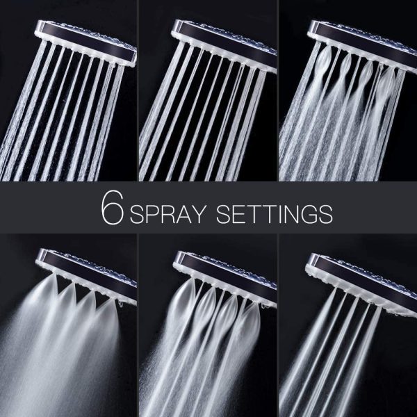 ? High Pressure Shower Head with Handheld, 6 Spray Modes/Settings Detachable Shower Head with Stretchable Stainless Steel Hose and Multi Angle Adjustable Shower Bracket - Image 2