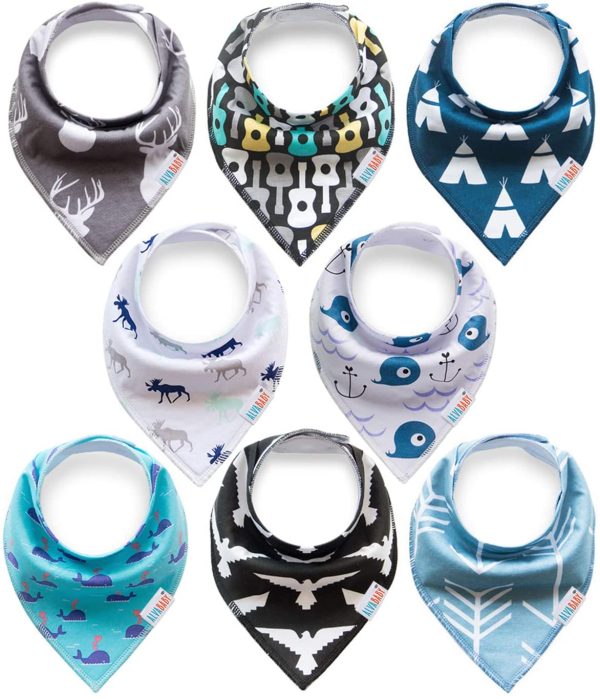 ALVABABY Bandana Drool Bibs 8 Pack Of Drooling Teething Feeding Super Absorbent 100% Cotton Bibs Unisex For Boys And Girls Newborn Infant Toddler Baby Bib - Image 7