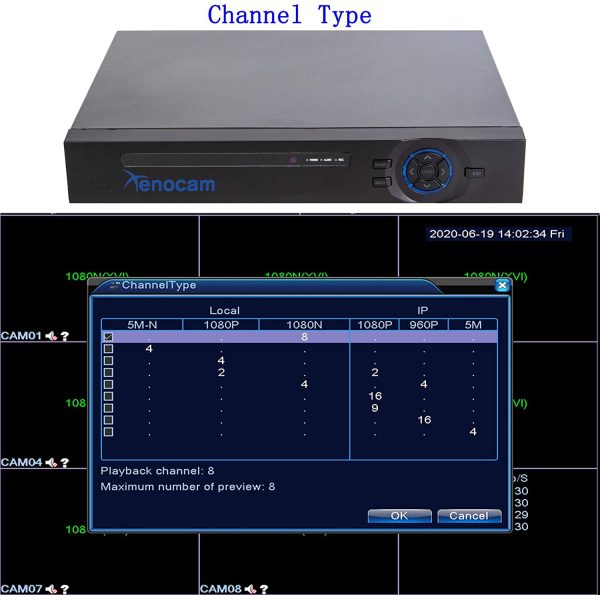 Xenocam 8CH 1080N Hybrid 5-in-1 AHD DVR (1080P NVR+1080N AHD+960H Analog+TVI+CVI) Standalone DVR CCTV Surveillance Security System Video Recorder Motion Detection HDD & Cameras not Included - Image 7