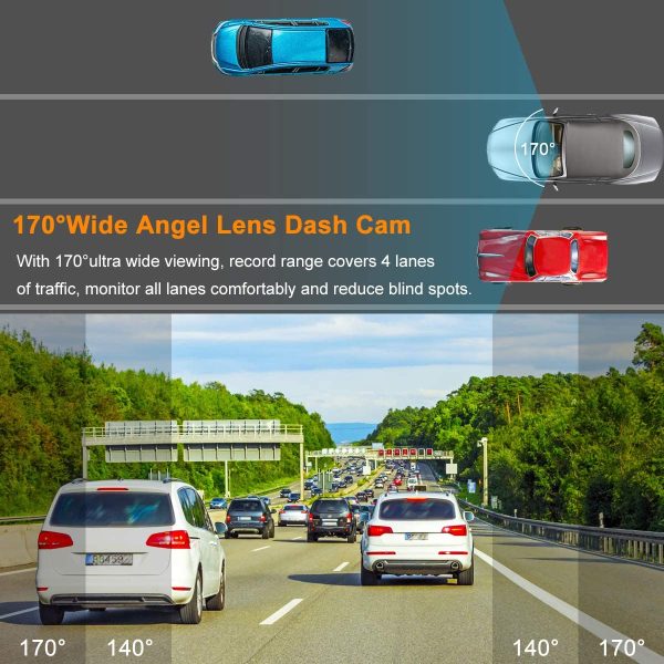 Dash Camera with SD Card Included, Dashcams for Cars Front Full HD 1080P Dash Cams 170??Wide Angle Dashboard Cameras for Trucks with Night Vision 3??IPS Screen Loop Recording G-Sensor Parking Monitor - Image 6