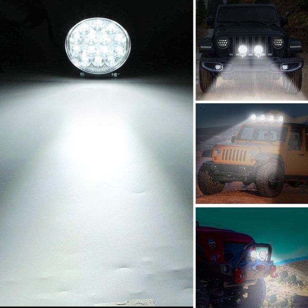 LED Pod Lights 4.5'' Round LED Light Bar 2PCS, 140W 14000LM IP67 Waterproof LED Fog Lights, 12V 24V Universal LED Work Lights for Truck Jeep Tractor ATV UTV SUV. - Image 2