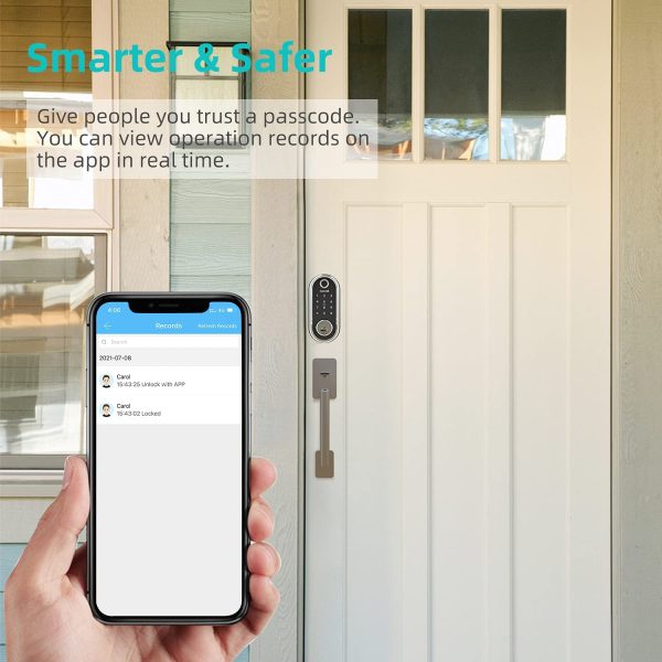 Smart Lock,  Fingerprint Deadbolt Lock with Touchscreen Keypad, Keyless Entry Front Door Lock, Bluetooth Electronic Digital Lock with App Control, Auto Lock, Keys, IC Cards and Code for Homes - Image 4