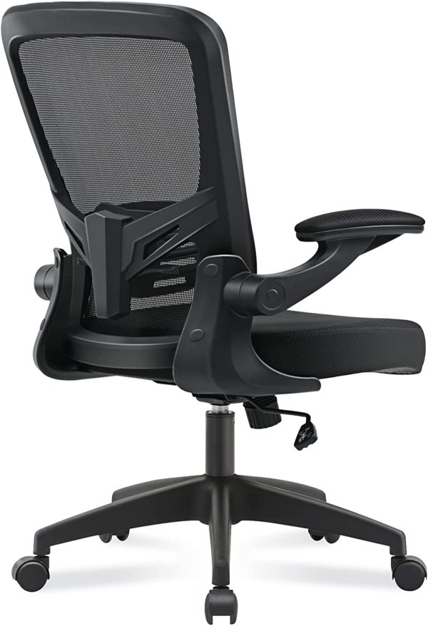 Office Chair,  Ergonomic Desk Chair with Adjustable Height Lumbar Support and Computer Chair with Wheels and Flip-up Arms, Swivel Task Chair, Adjustable Height Home Gaming Chair (Black, 9058) - Image 5