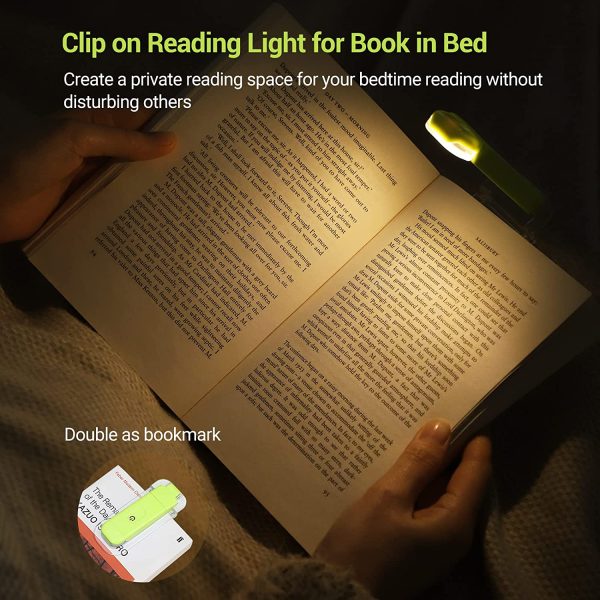 Amber Book Reading Light, USB Rechargeable Book Light for Reading in Bed, Blue Light Blocking, Amber + Warm White, LED Clip On Book Lights for Kids, Bookworms, Green - Image 5