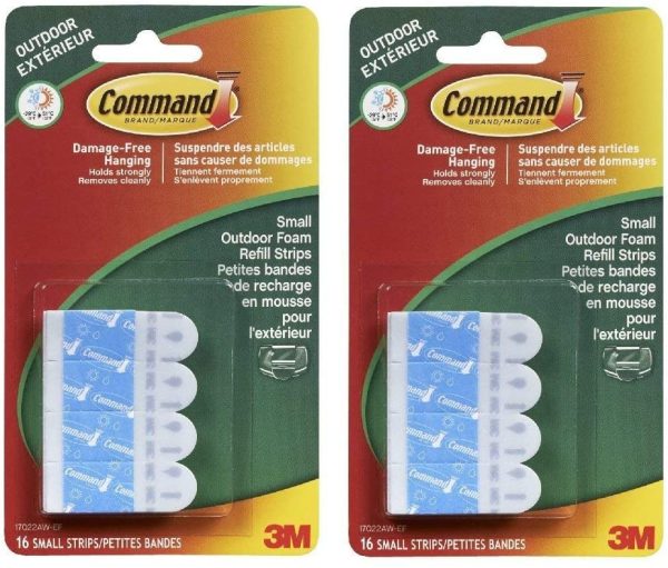 Command Outdoor Foam Hanging Strip Refills, Small, 16-Strips (17022AW-ES),2 PACKs - Image 2