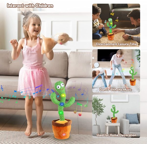 Kids Dancing Talking Cactus Toys for Baby Boys and Girls, Talking Sunny Cactus Toy Electronic Plush Toy Singing, Record & Repeating What You Say with 120 English Songs and LED Lighting for Home Decor - Image 4