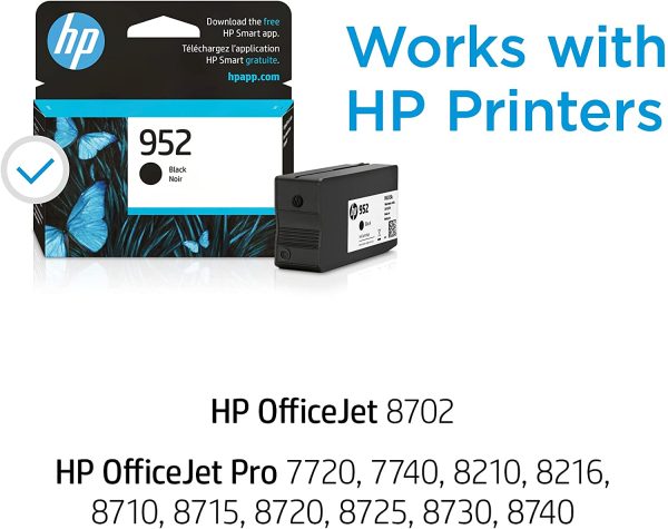 Original  952 Black Ink Cartridge | Works with  OfficeJet 8702,  OfficeJet Pro 7720, 7740, 8210, 8710, 8720, 8730, 8740 Series | Eligible for Instant Ink | F6U15AN - Image 7