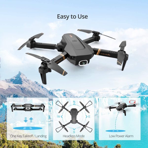 4DV4 Drone with 1080P Camera for Adults Kids,HD FPV Live Video Foldable RC Quadcopter Helicopter for Beginners Toys Gift,Trajectory Flight, App Control,Altitude Hold ,One Key Returnand, 2 Batteries - Image 2