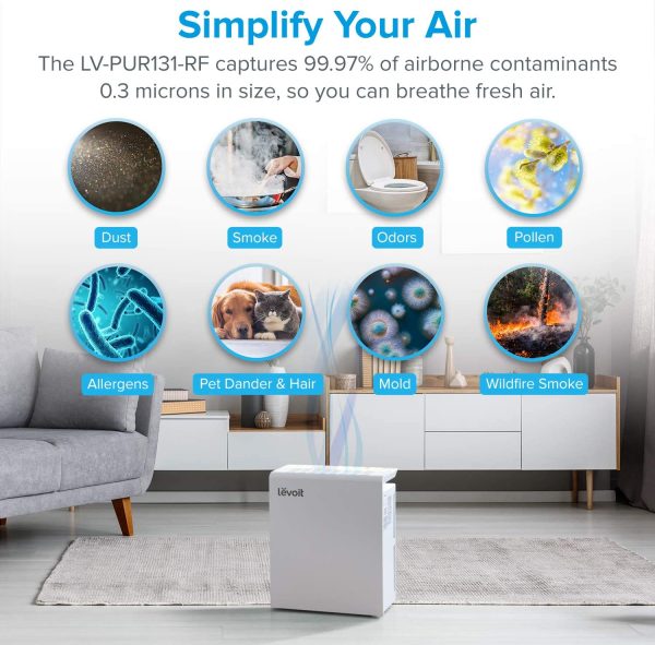 LEVOIT Air Purifiers for Large Room, Energy Star Certified, Air Cleaner with H13 True HEPA Filter, Captures 99.97% of Airborne Particles, Allergy, Pet Dander, Smoke, Dust, Mold, Odor, LV-PUR131 - Image 4