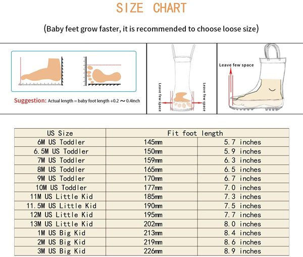 ADAMUMU Toddler Kids Rain Boots Childrens Waterproof Rubber Shoes with Easy-On Handles Lightweight in Cartoon Patterns for Boys & Girls - Image 2