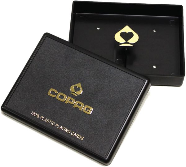 Copag Playing Cards 1546 Elite Design 100% Plastic 1 Set (2 Decks) Black Gold Poker Size Regular Index - Image 2