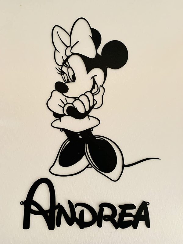 Personalized Minnie Mouse Sign Mickey Silhouette Custom Name Sign Metal Wall Art Wall Hanging Plaque Gift Kids Baby Room Home Decorations Children's Bedroom Door Nursery Decor Birthday Present - Image 3