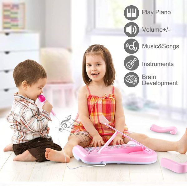 Baby Piano Girls Toy First Birthday Gifts for 1 2 3 Years Old Toddler Keyboard for Kids 12-18 months Musical Instruments with Microphone - Image 3