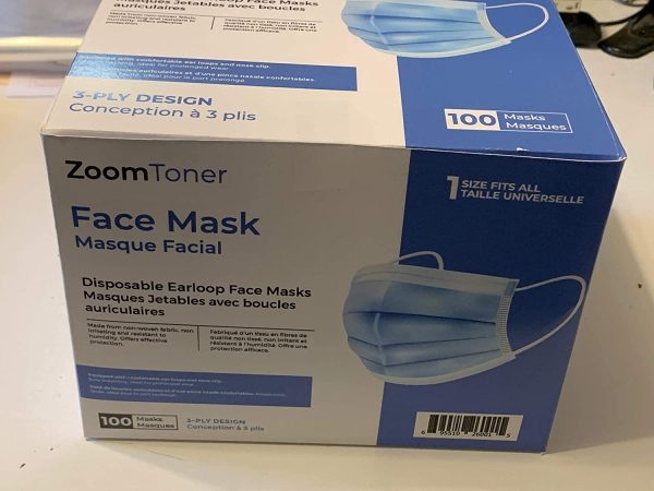 ZoomToner? Ships from Canada - 100 Pack Disposable Face Masks Masques Safety, 3-Ply Ear Loop - Image 5