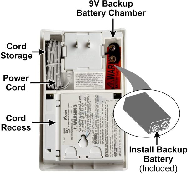 KN-COEG-3 Nighthawk Plug-in Carbon Monoxide and Explosive Gas Alarm with Battery Backup - Image 5