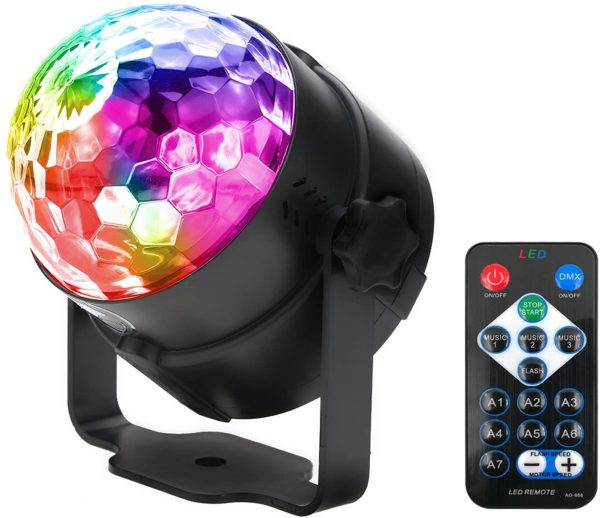 Party lights Disco Ball WINSAFE LED Strobe Lights Sound Activated, RBG Disco lights,dj lights,Portable 7 Modes Stage Light for Home Room Dance Parties Birthday Bar Karaoke Xmas Wedding Show Club Pub with Remote (1 PACK) - Image 7