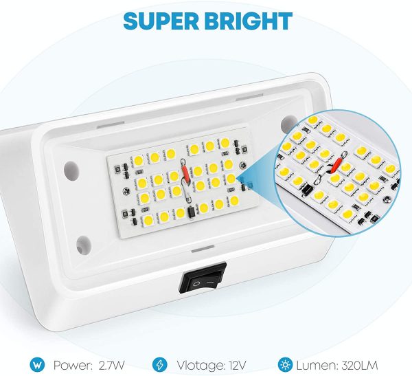 LED RV Exterior Porch Utility Light with Switch 12v RV Outside Light Replacment Light for RVs, Trailers, Campers, 5th Wheels, 320 Lumen, White Base, Included Clear and Amber Lenses Removable - Image 3