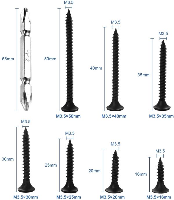 282Pcs Alloy Flat Head Self Tapping Screw Phillips Wood Screws Assortment Kit Set with Cross-Head Batch - Image 6