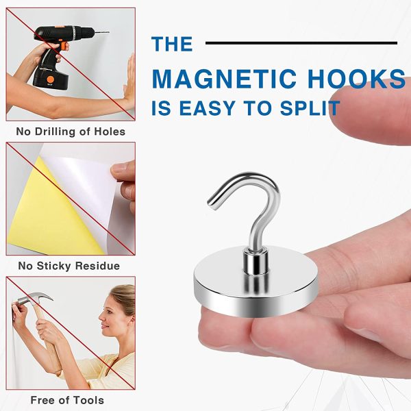 Magnetic Hooks Heavy Duty, 100 lb Strong Magnetic Hooks for Hanging, Toolbox, Cruise, Office and Kitchen etc- 4 Pack - Image 6