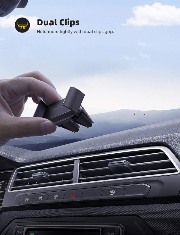 Car Phone Holder, Air Vent Clip Mount - Universal Cell Phone Stand Holder Hands Free Cradle, Compatible with iPhone 12 Mini 11 Pro Xs Xs Max Xr X 8 7 6 6s Plus SE and Other 4.7-6.5'' Smartphones - Black - Image 3